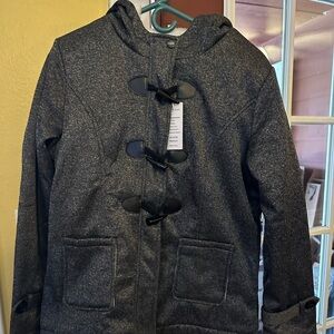 JiangWu Womens Fashion Horn Button Fleece Thicken Coat with Hood